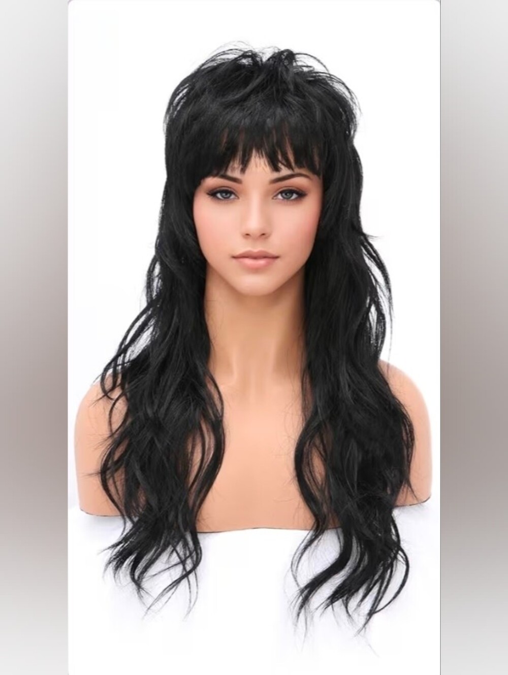 80s 90s Retro Mullet Pixie Cut Synthetic Wigs with Bangs Wolf Cut Wig (22 Inch)